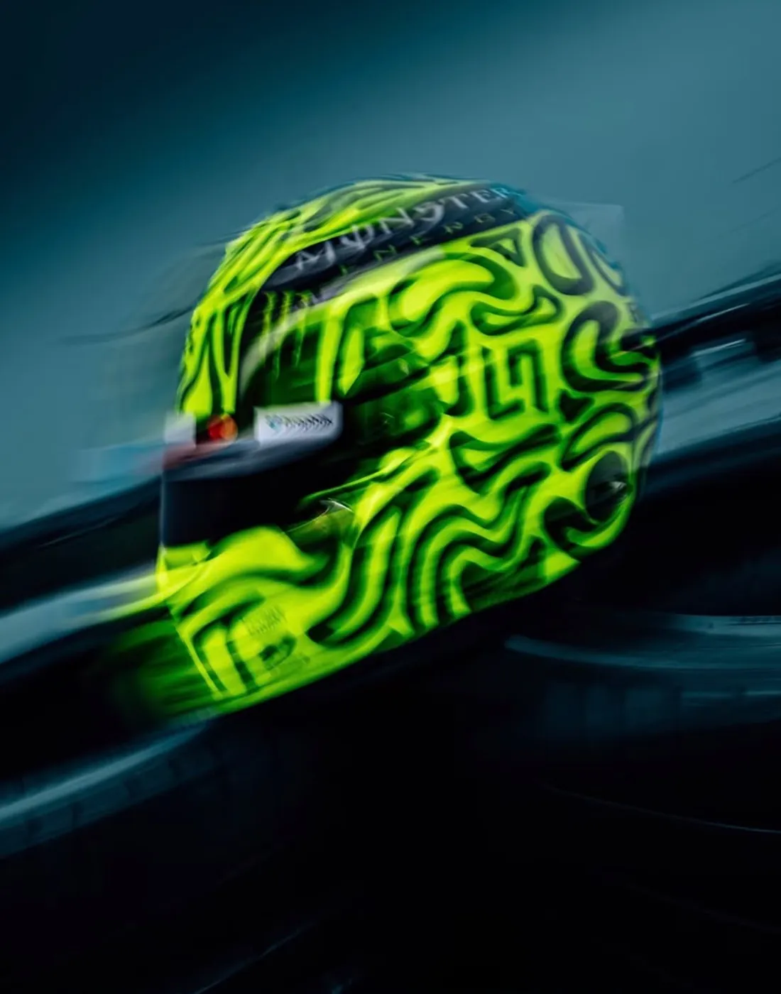 Racing helmet at speed